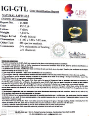 3.43/CT Natural Yellow Sapphire with Govt Lab Certificate-(YELSA9W)